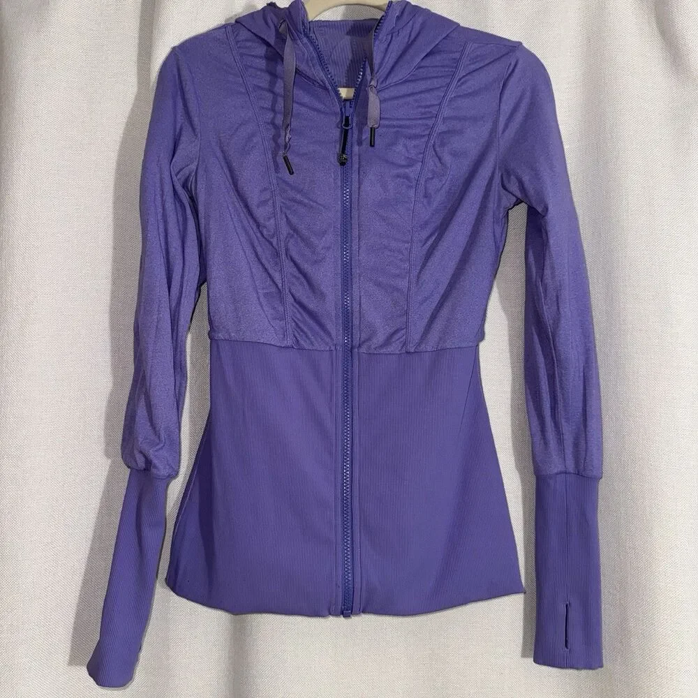 Lululemon Reversible Dance Studio Jacket Purple Thumbhole Hooded Women’s Size 6